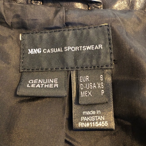 Studded Dark Brown Leather Moto Jacket by Mango-Sz S-EUC - Picture 8 of 8